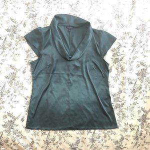 Banana Republic Dark Green Satin Cowl Neck Blouse